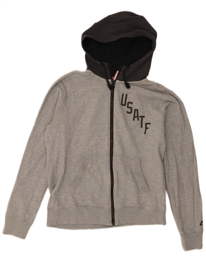 Nike Hombre Sudadera con capucha y cremallera gráfica de algodón en bloques de color gris medio