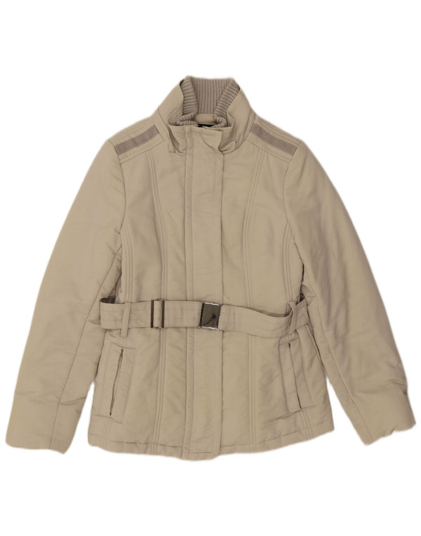 Zara Mujer Chaqueta Acolchada UK 12 Medio Algodón Beige