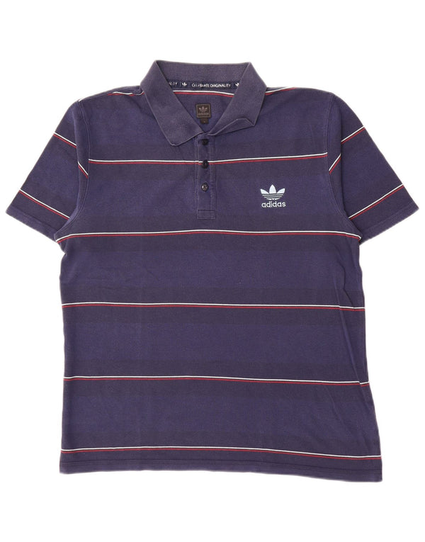 Adidas Polo para hombre grande de algodón a rayas azul marino