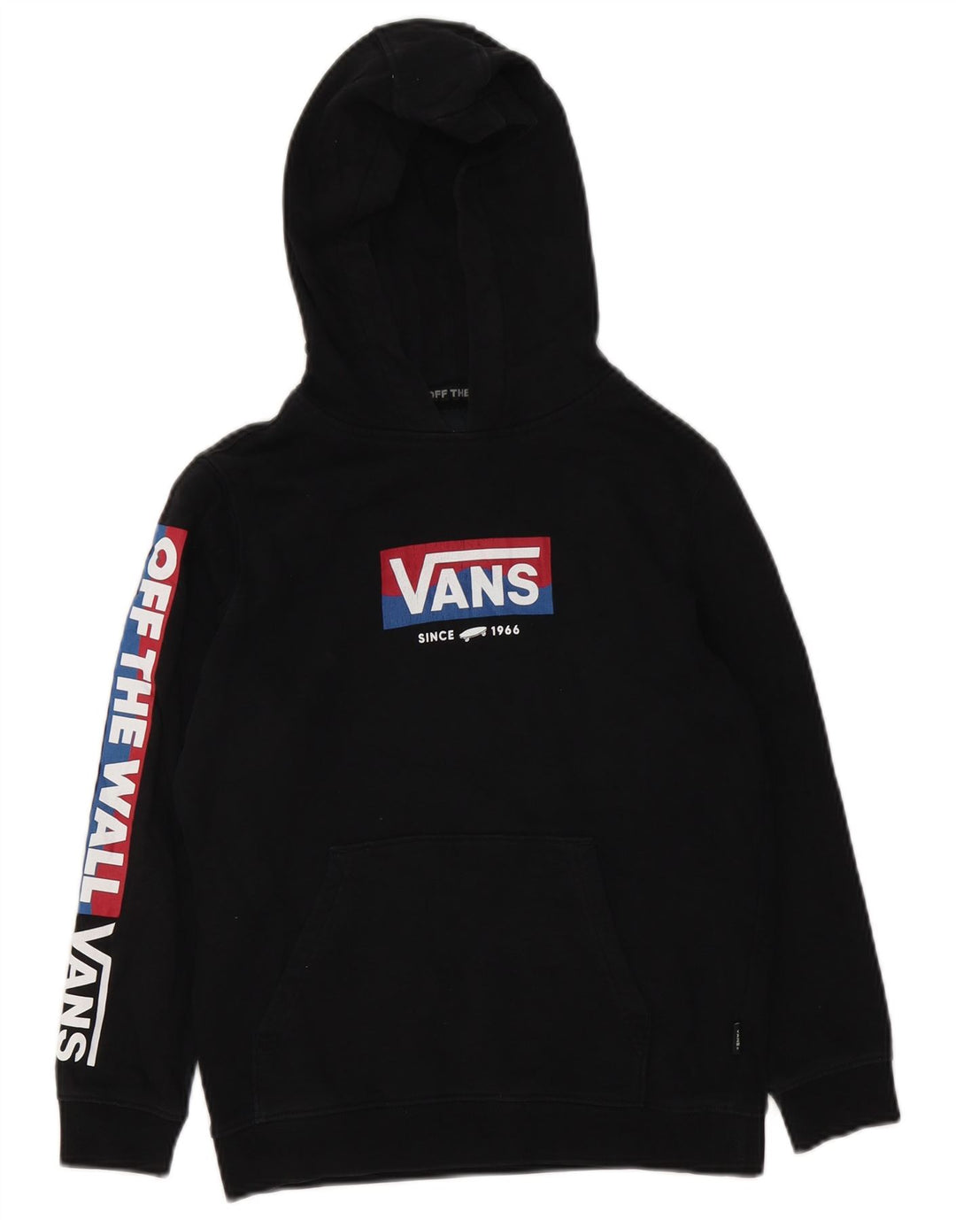 Vans - Sudadera con capucha para niño, diseño gráfico, 8-9 años, talla pequeña, negro
