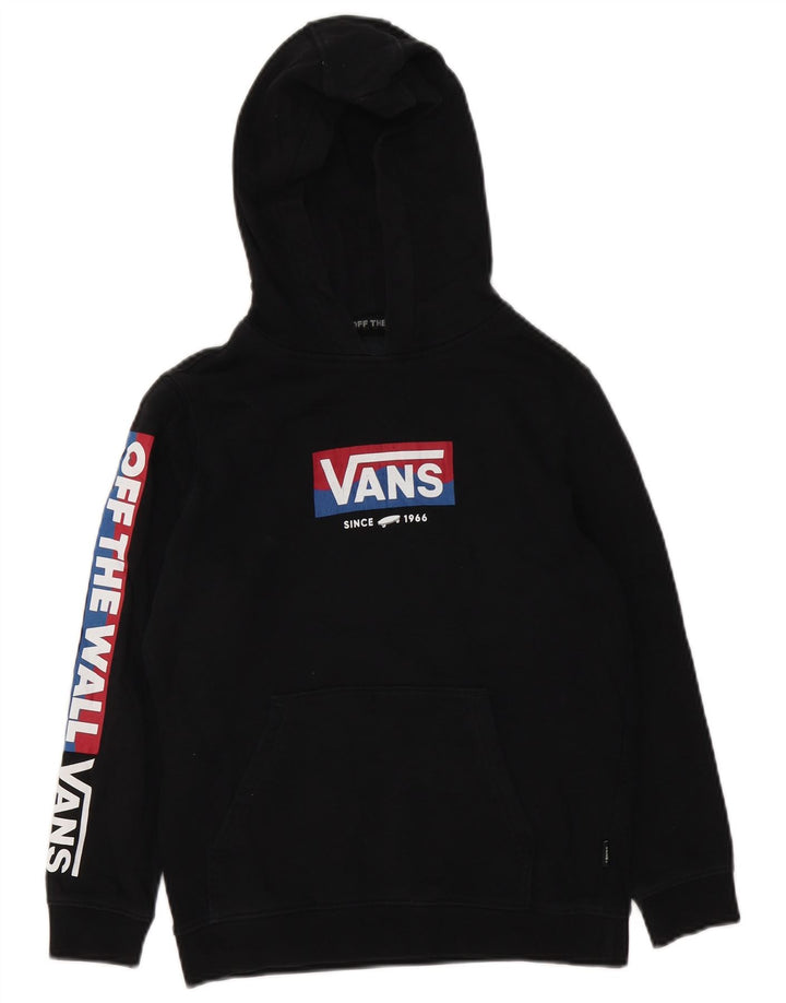 Vans - Sudadera con capucha para niño, diseño gráfico, 8-9 años, talla pequeña, negro