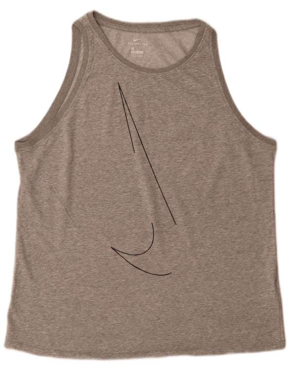 Nike Camiseta sin mangas Dri Fit Graphic para hombre, talla grande, algodón gris