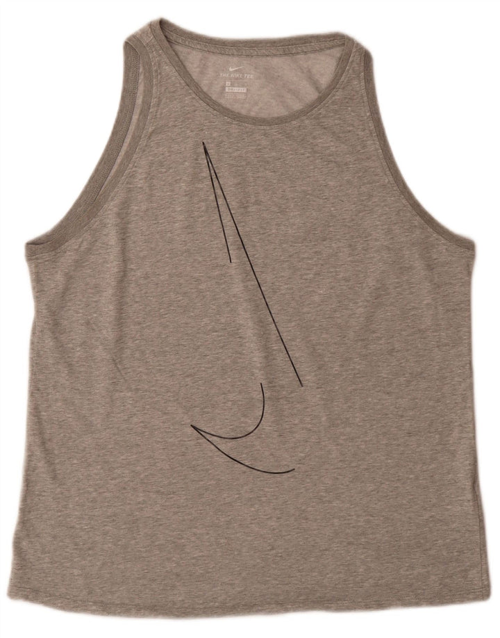 Nike Camiseta sin mangas Dri Fit Graphic para hombre, talla grande, algodón gris
