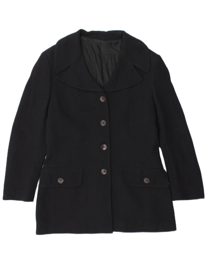 Vintage mujer 4 botones Blazer chaqueta IT 48 XL lana azul marino