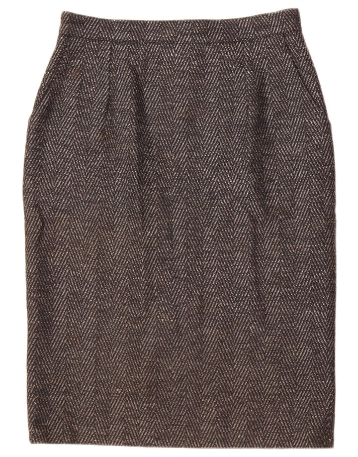 Falda lápiz vintage para mujer W30 Chevron gris medio