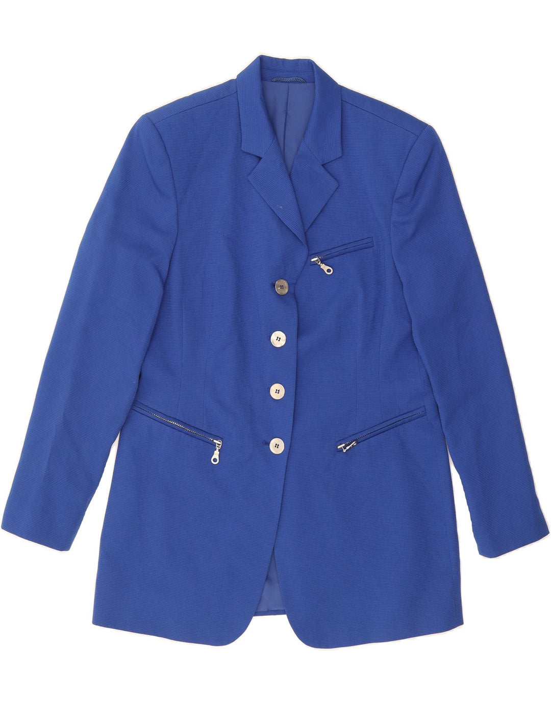 VINTAGE Womens 4 Button Blazer Jacket UK 12 Medium Blue Vintage Vintage and Second-Hand Vintage from Messina Hembry 
