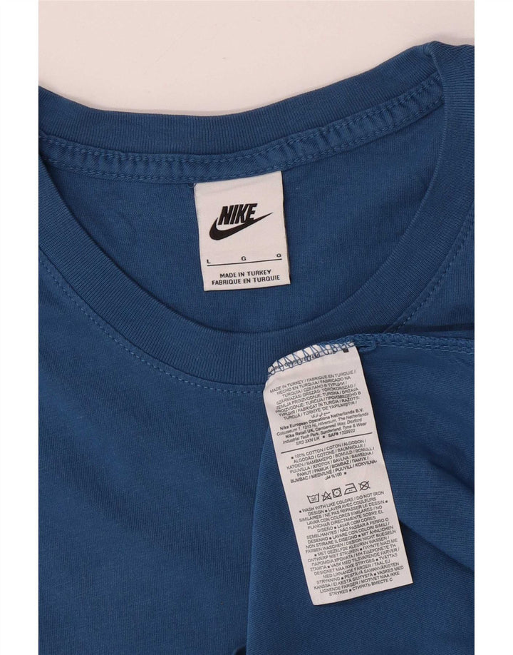 Camiseta Nike Hombre Top Grande Azul Algodón