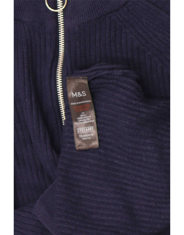Marks & Spencer Jersey con cuello y cremallera para mujer UK 10 Small Azul marino
