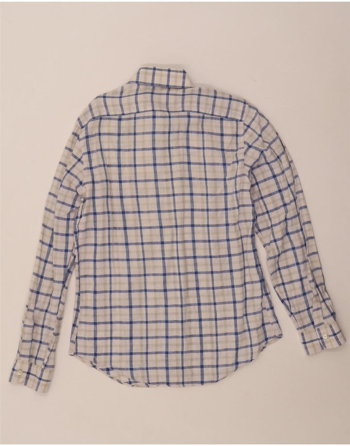 ARMANI JEANS Camisa Hombre Lino Cuadros Azul Medio