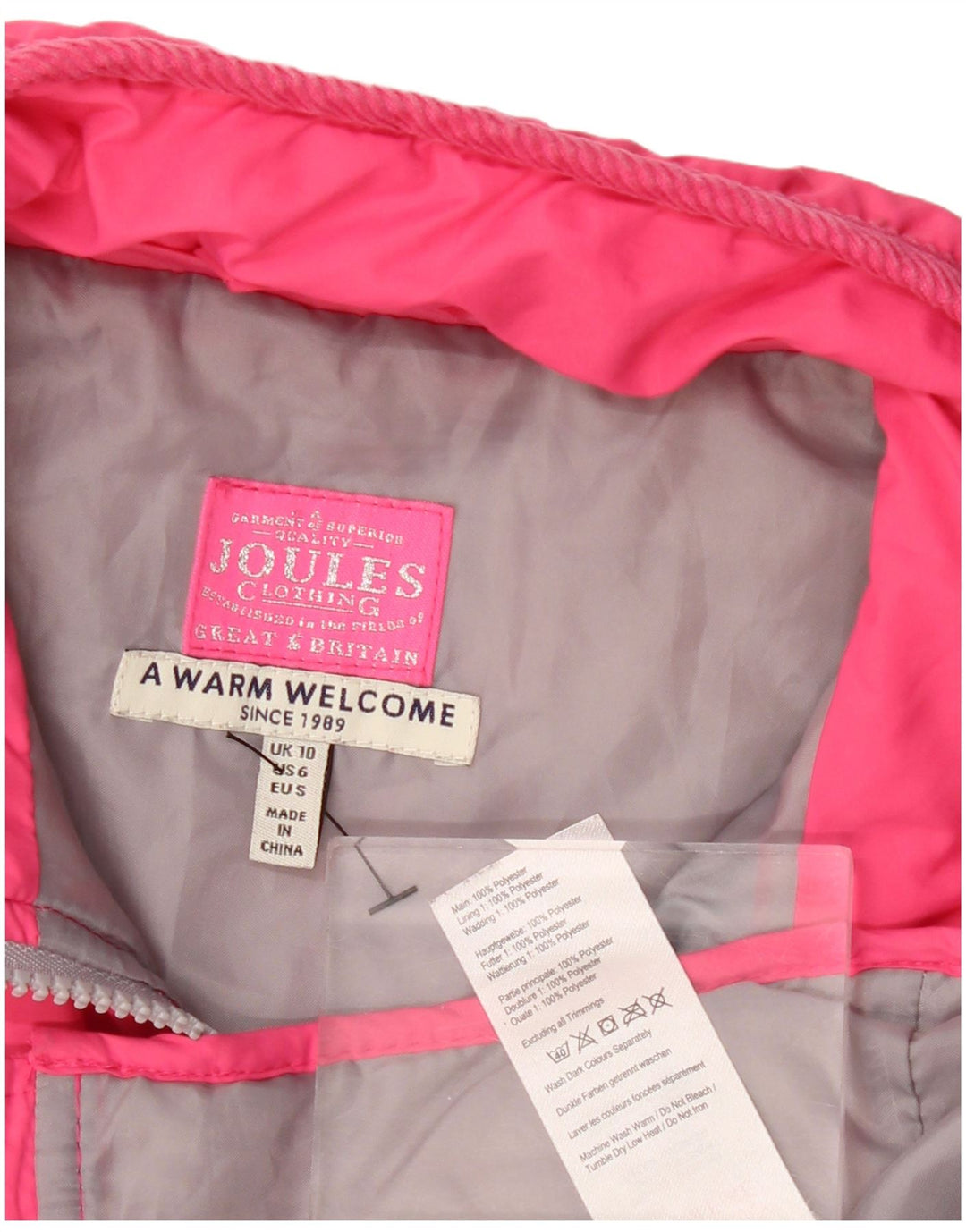 JOULES Chaleco acolchado para mujer UK 10 Small Pink Poliéster