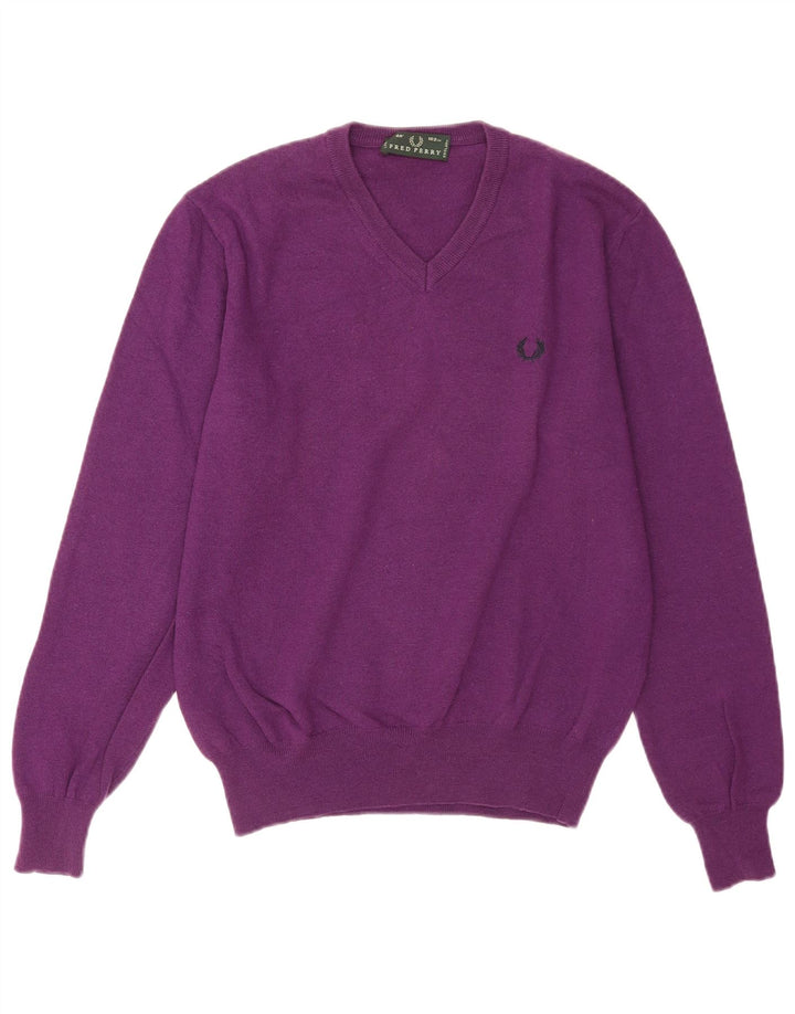 Fred Perry Hombre Jersey Con Cuello En V De Lana Morado Medio