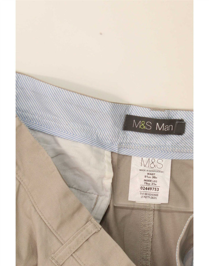 Marks & Spencer Pantalón chino recto para hombre W36 L31 Poliéster gris