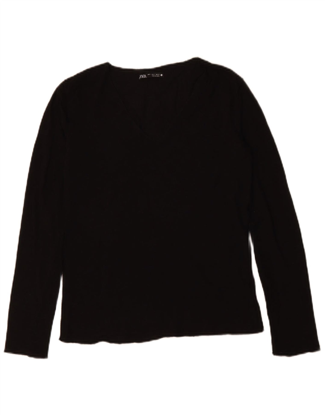 ZARA Mujer Top Manga Larga ES 40 Small Negro