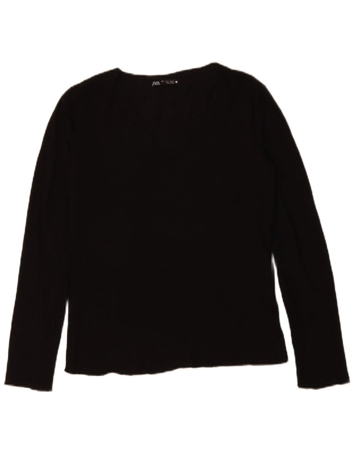 ZARA Mujer Top Manga Larga ES 40 Small Negro