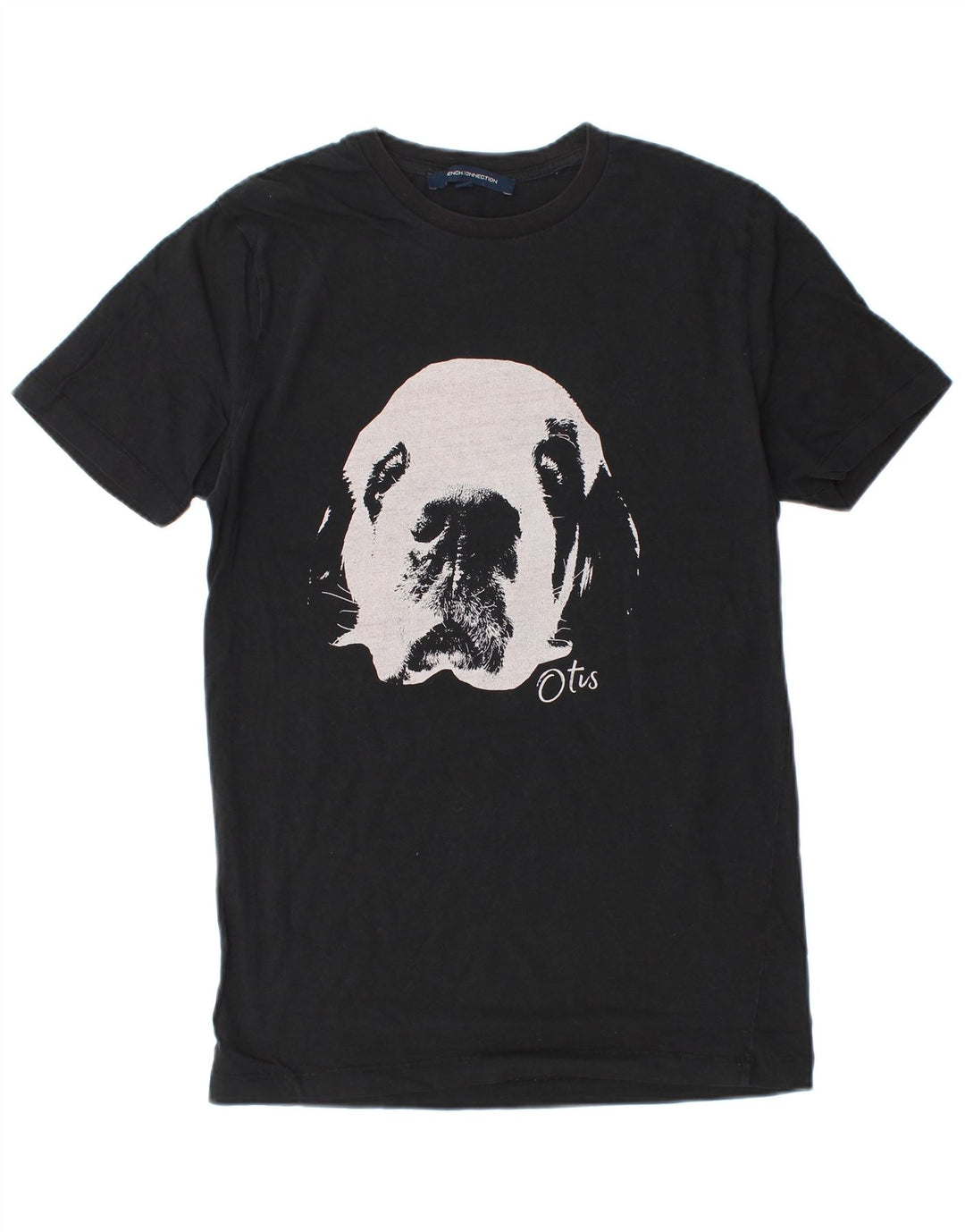 French Connection Camiseta gráfica para hombre Top pequeño de algodón negro