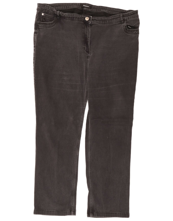 Marks & Spencer Vaqueros rectos para mujer UK 24 4XL W40 L28 Algodón negro