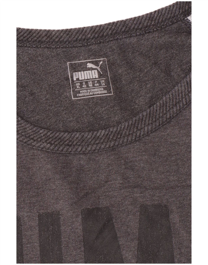 Puma Mujer Crop Graphic Sudadera Jumper UK 16 Grande Gris