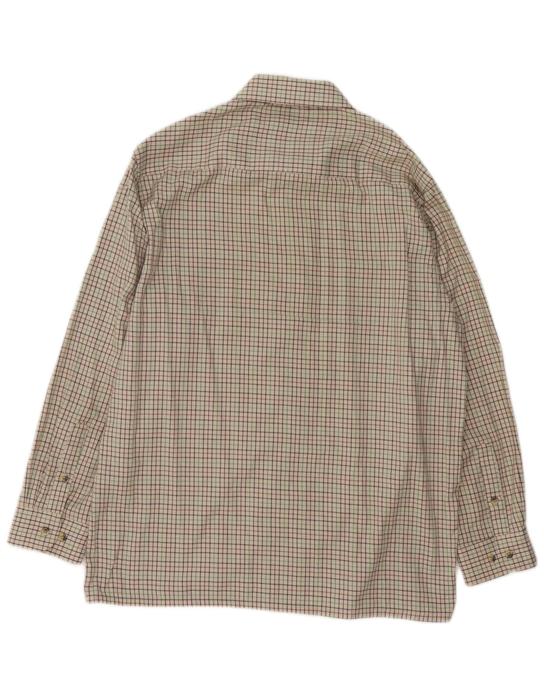 Camisa vintage para hombre talla 16 1/2 poliéster a cuadros beige grande