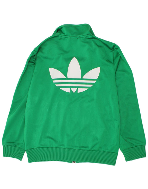 Adidas Boys Graphic Chándal Top Chaqueta 7-8 Años Verde Poliéster