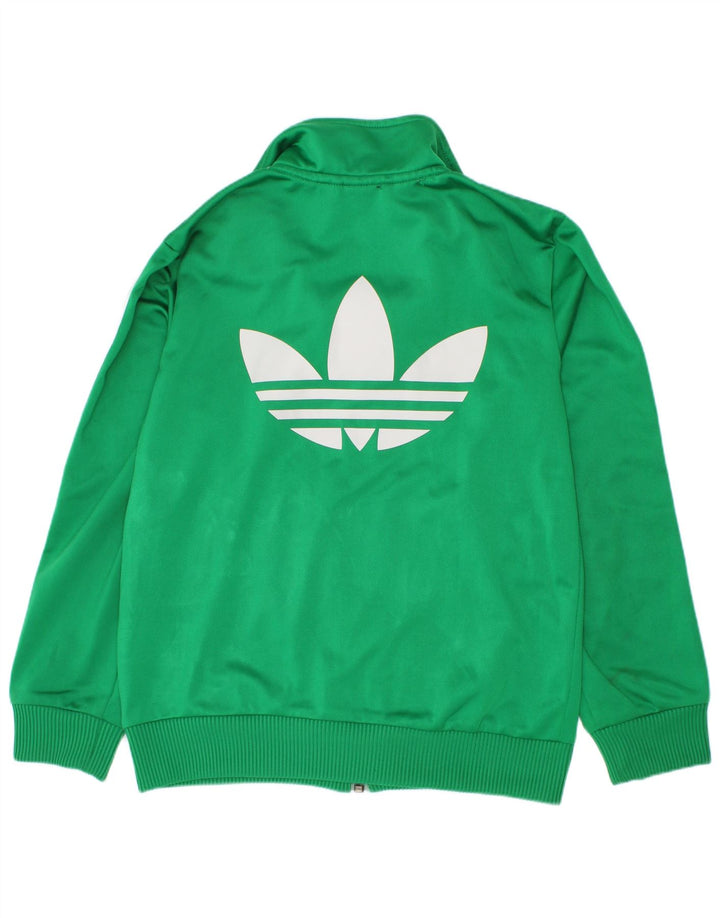 Adidas Boys Graphic Chándal Top Chaqueta 7-8 Años Verde Poliéster