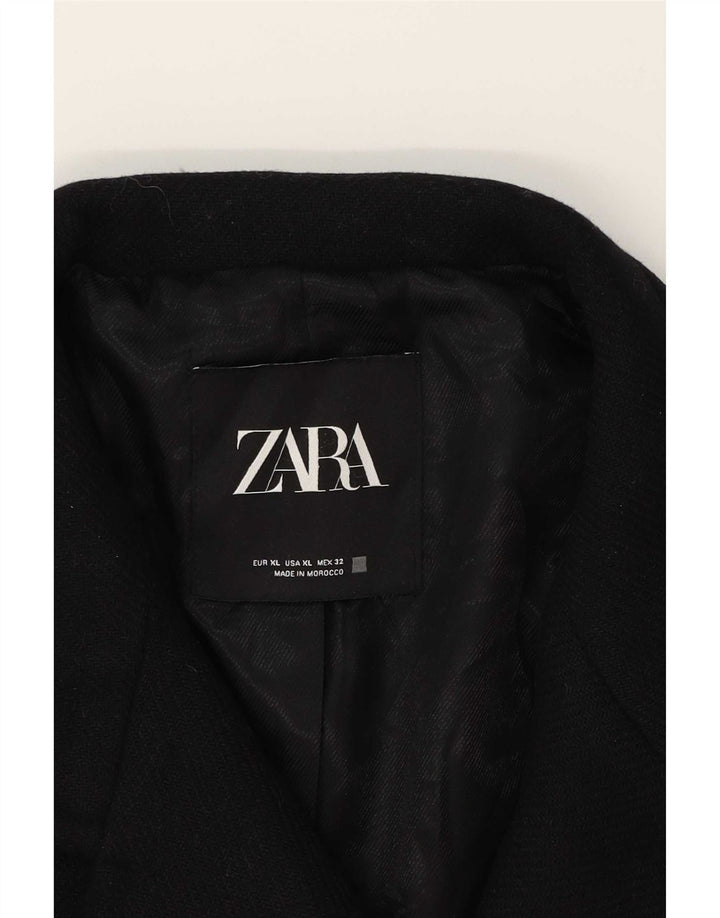 Zara Mujer Abrigo Cruzado ES 40 XL Negro
