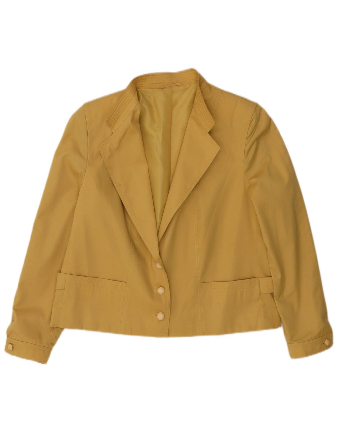 Hucke Chaqueta tipo blazer corta con 3 botones para mujer EU 42 Grande Algodón amarillo