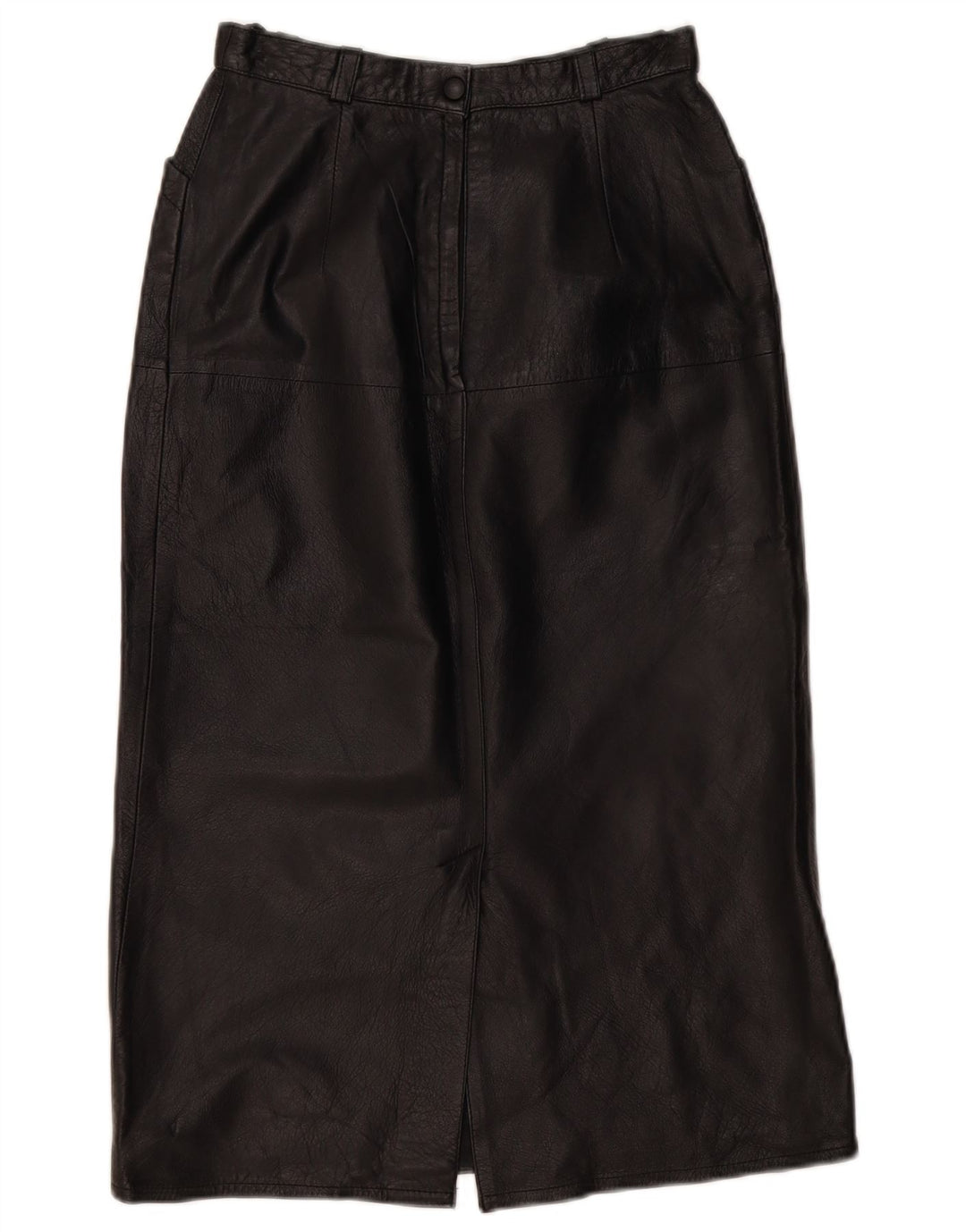 VINTAGE Falda de cuero para mujer EU 36 Pequeño W26 Cuero negro
