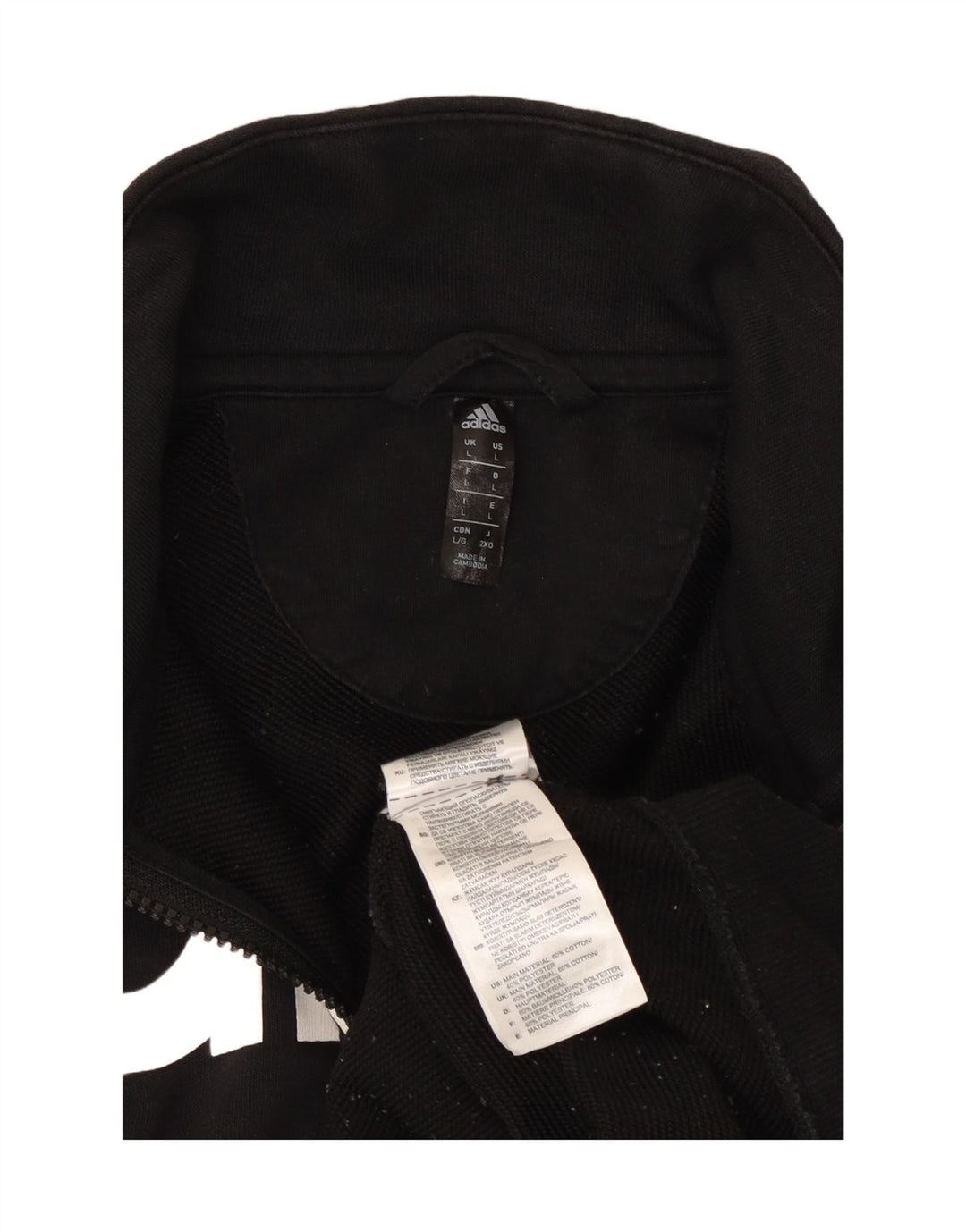 ADIDAS Mens Graphic Chándal Top Chaqueta Grande Algodón Negro