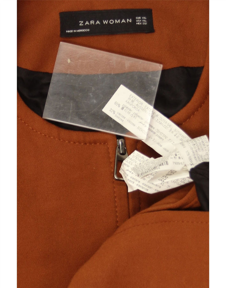 Zara Mujer Abrigo ES 40 XL Marrón Poliéster
