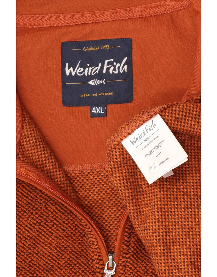 Weird Fish Jersey de forro polar con cuello y cremallera para hombre, 4XL, poliéster marrón