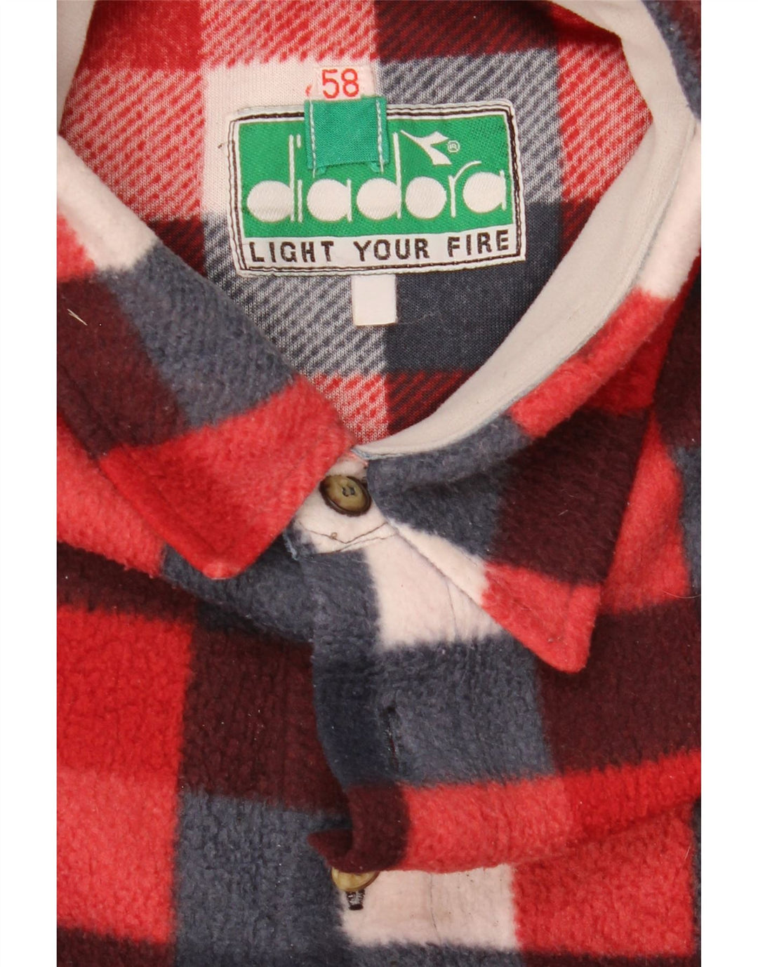 Diadora Camisa Polar Hombre IT 58 2XL Cuadros Rojos