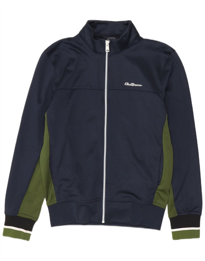 BEN SHERMAN Hombre Chándal Top Chaqueta Pequeña Azul Marino Colorblock Algodón
