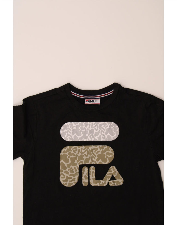 FILA Boys Graphic T-Shirt Top 11-12 Years Medium  Black Cotton Vintage Fila and Second-Hand Fila from Messina Hembry 