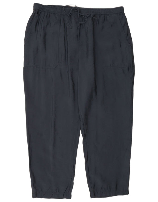 Zara Mujer Pantalón Recto Cropped 2XL W34 L26 Azul Marino Modal