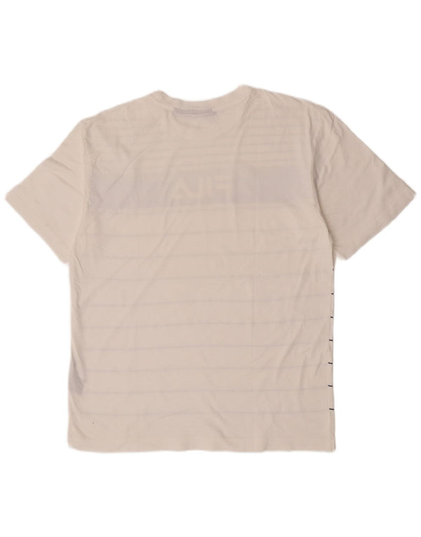 Fila Camiseta gráfica para hombre Top mediano de algodón a rayas blancas