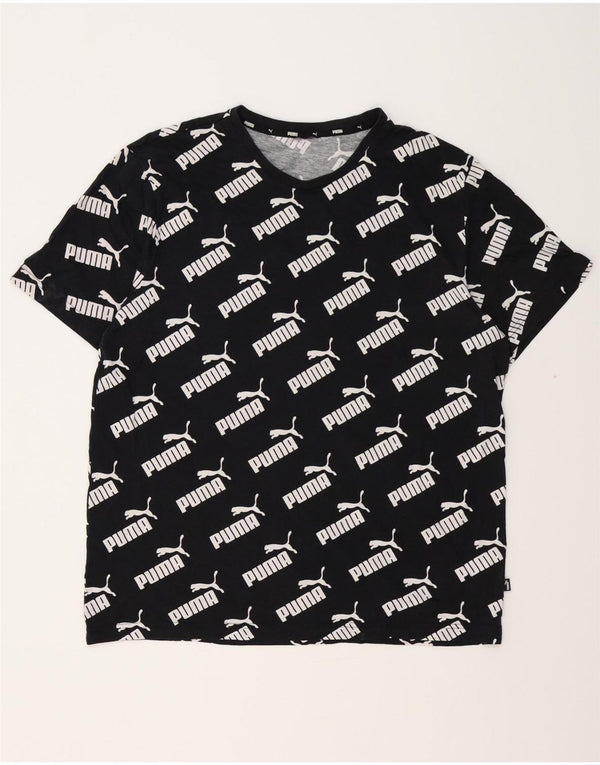 PUMA Camiseta gráfica para hombre Top mediano de algodón negro