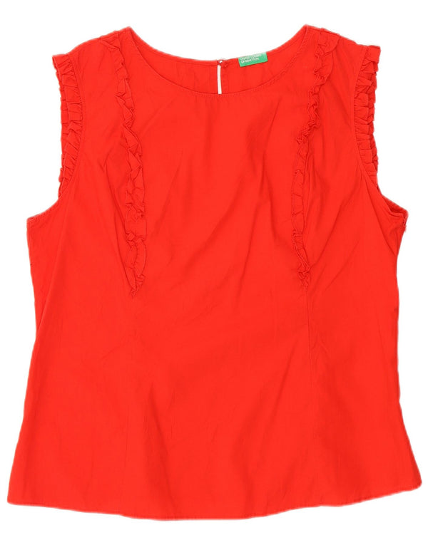 BENETTON Blusa sin mangas para mujer UK 40 XL Algodón rojo