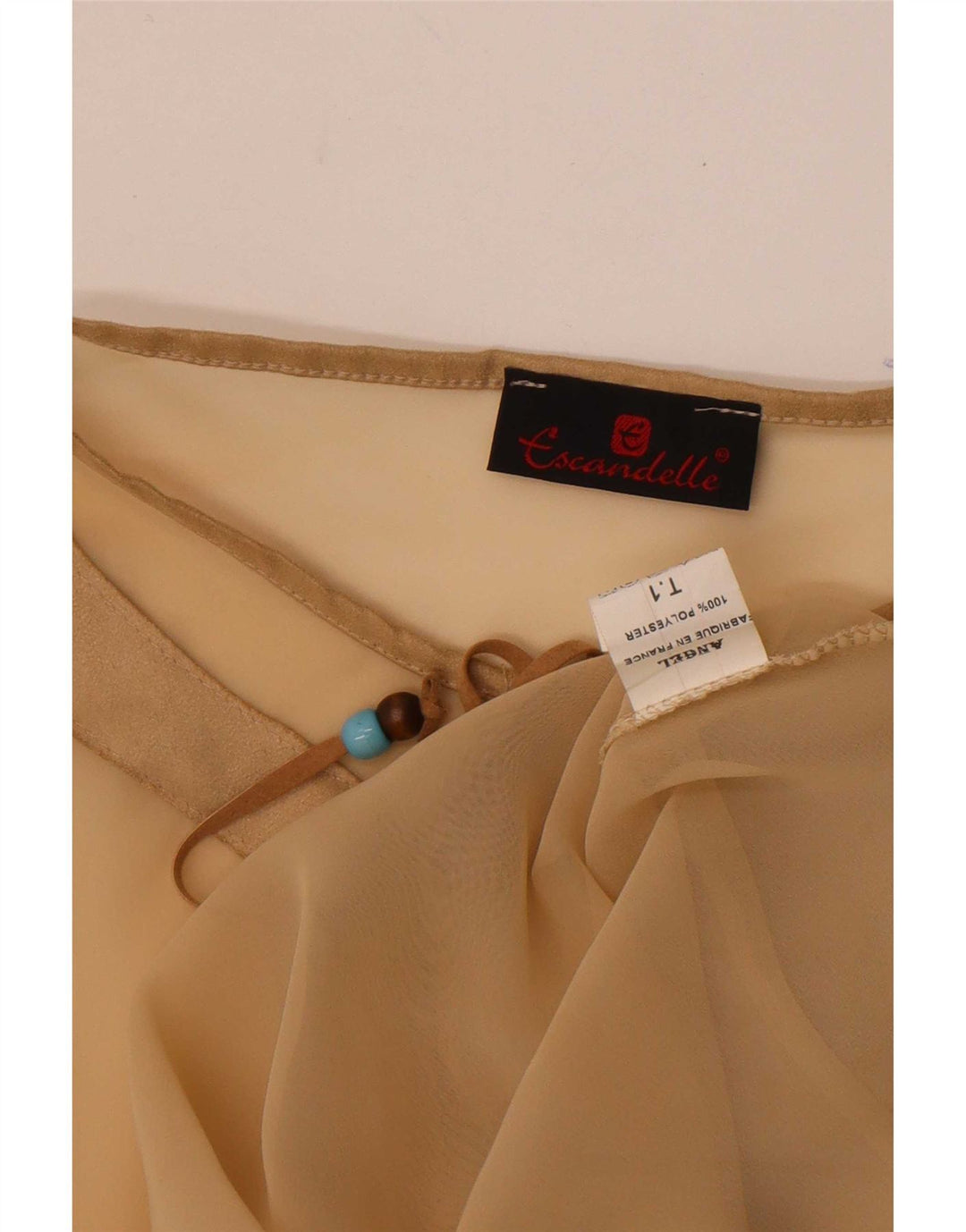 Escandelle Top transparente con alas de murciélago para mujer UK 42 Poliéster beige medio