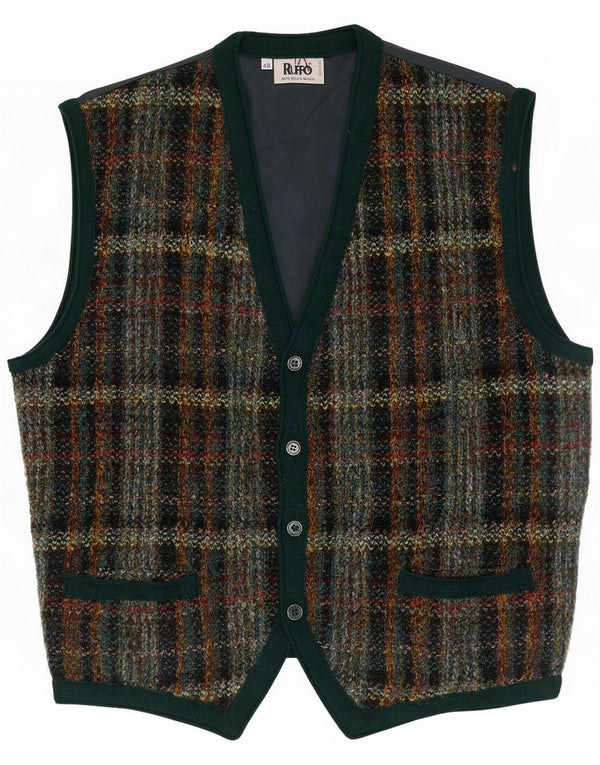 Chaleco de punto para hombre Ruffo IT 48 Medium Green Check