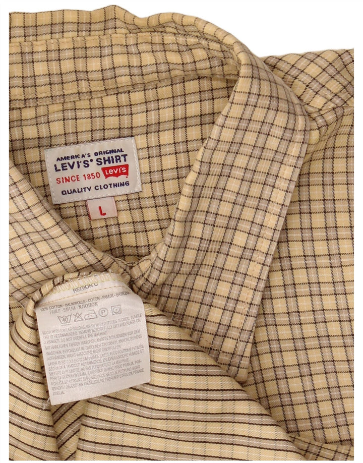 Camisa Levi's Hombre De Manga Corta De Algodón A Cuadros Beige Grande