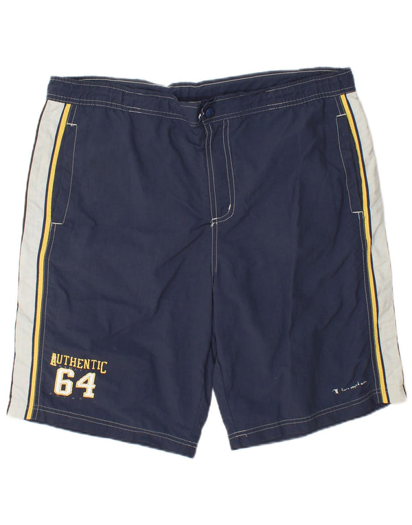 Champion Bañador con estampado gráfico para hombre, talla grande, color azul marino