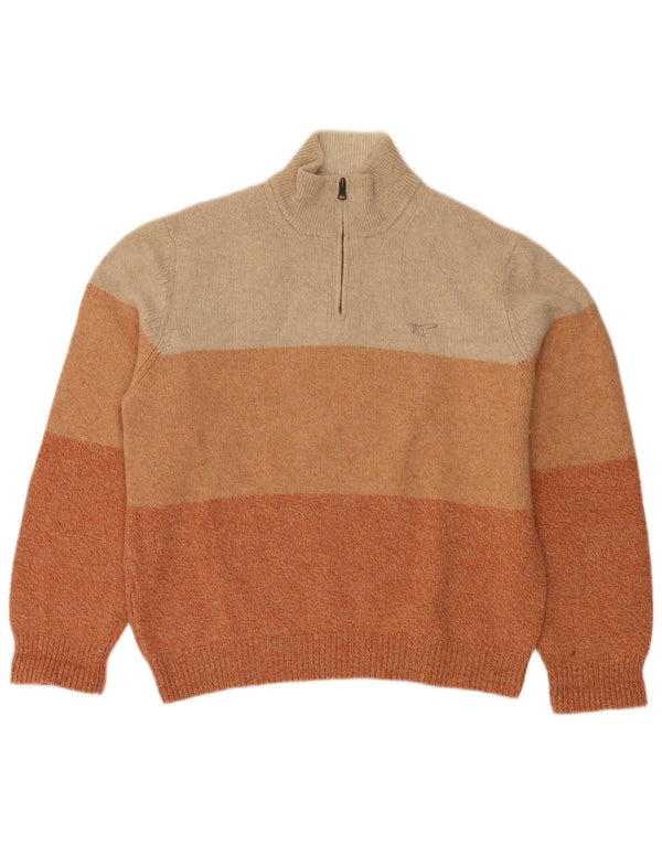 Henry Cottons Jersey De Hombre Con Cremallera En El Cuello XL Beige Colorblock Lana Virgen