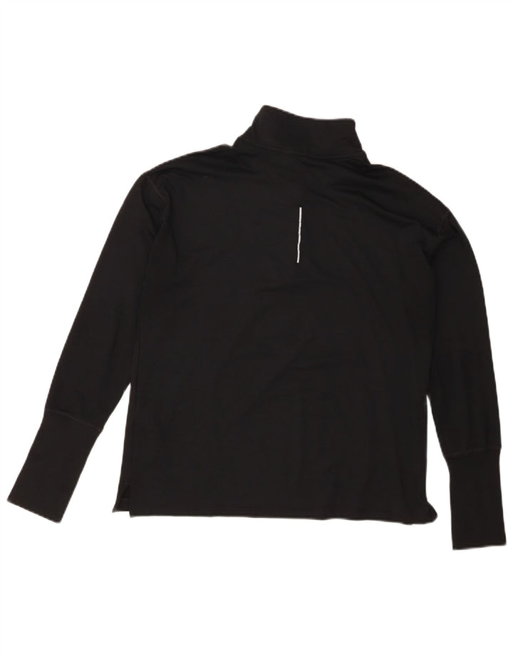 NIKE Womens Dri Fit Zip Neck Pullover Tracksuit Top UK 14 Medium Black