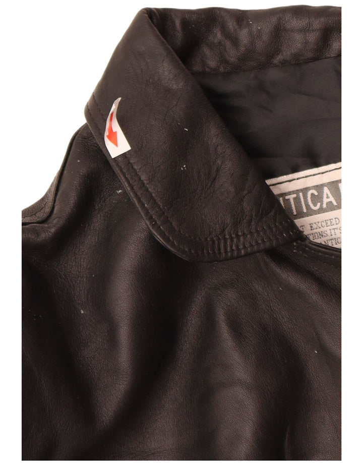 Antica Pelleria Chaqueta de cuero para mujer UK 44 Cuero negro mediano