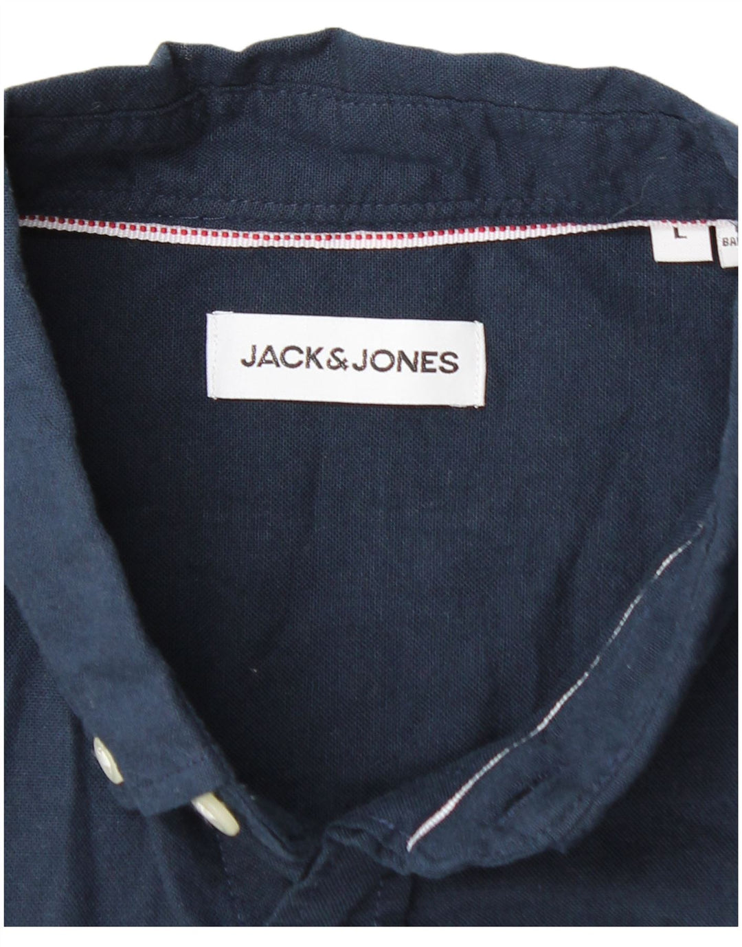 JACK & JONES Mens Short Sleeve Shirt Large Navy Blue Cotton