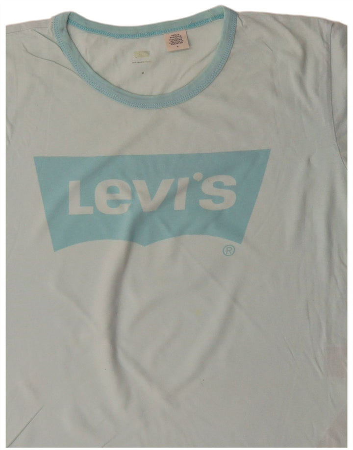 LEVI'S Camiseta gráfica para mujer Top UK 44 Algodón turquesa mediano