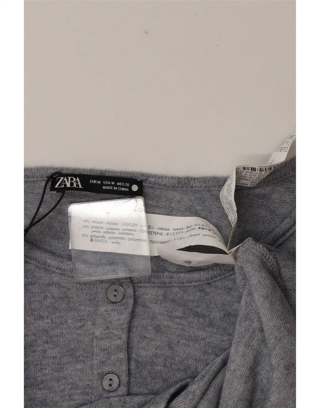 Zara Mujer Crop Top UK 44 Viscosa Gris Medio