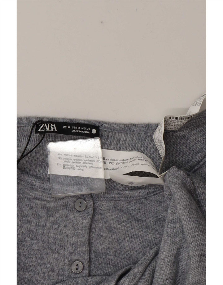 Zara Mujer Crop Top UK 44 Viscosa Gris Medio