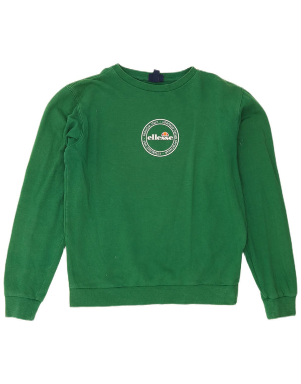 Ellesse Mujer Gráfico Sudadera De Gran Tamaño Jersey UK 8 Small Verde