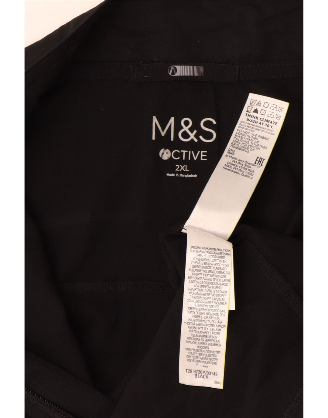 MARKS & SPENCER Chaqueta superior de chándal para hombre 2XL Poliéster a cuadros negros
